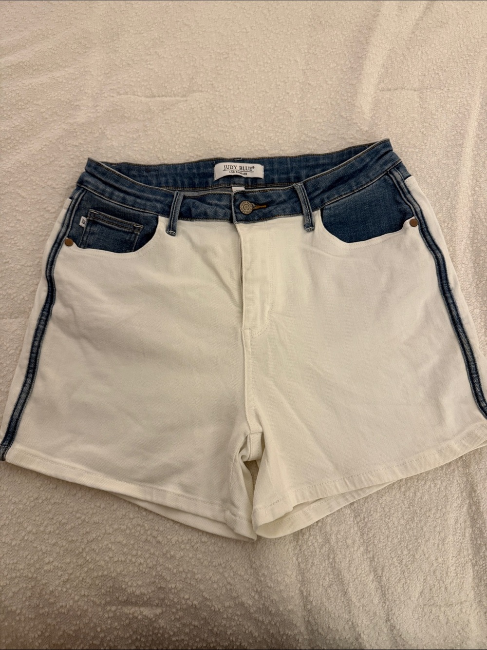 Judy Blue white and denim shorts
